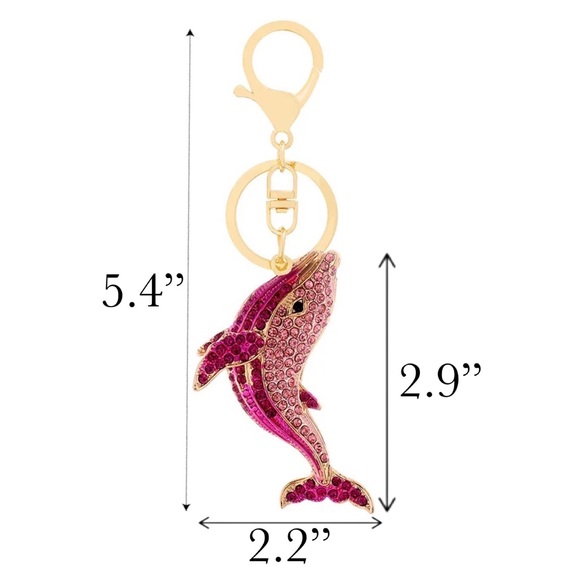 Blue and Gold Crystal Whale Keychain Charm - Picture 16 of 16